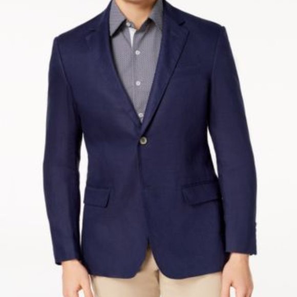 Men's Skinny-Fit Stretch Textured Sport Coat By CK - Picture 1 of 2